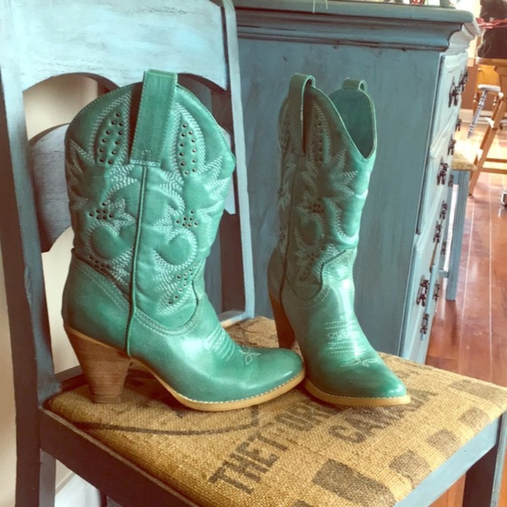 Cowgirl Boots-Teal